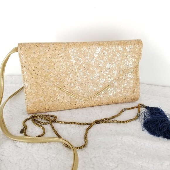 Vintage Cork Envelope Clutch Purse 10inx6in Womens《330》P - Picture 2 of 9